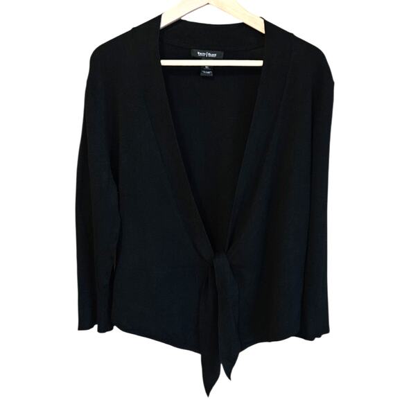 White House Black Market Women's Black Tie Front Cardigan Sweater XL - Picture 1 of 9